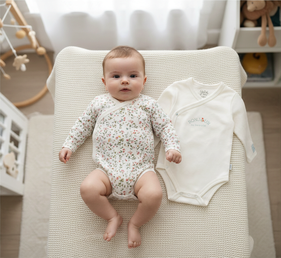 Pack 2 Bodies Cruzados Estampado Floral Blanco YATSI BABY