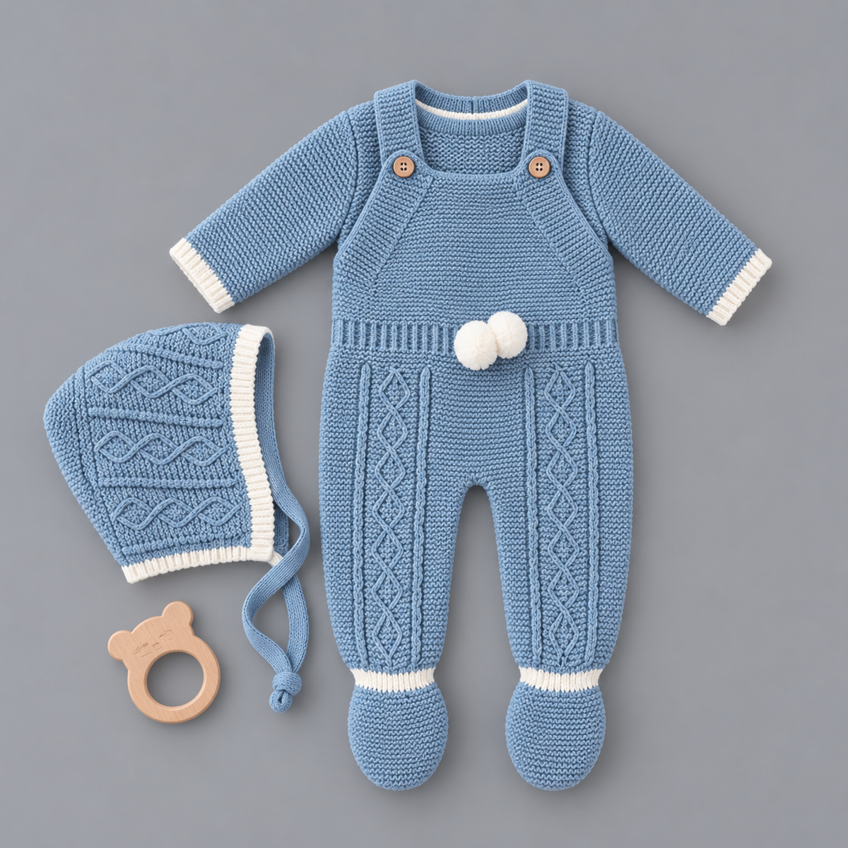 Conjunto Bebé de Punto con Peto GLORY BEBÉ - Azul