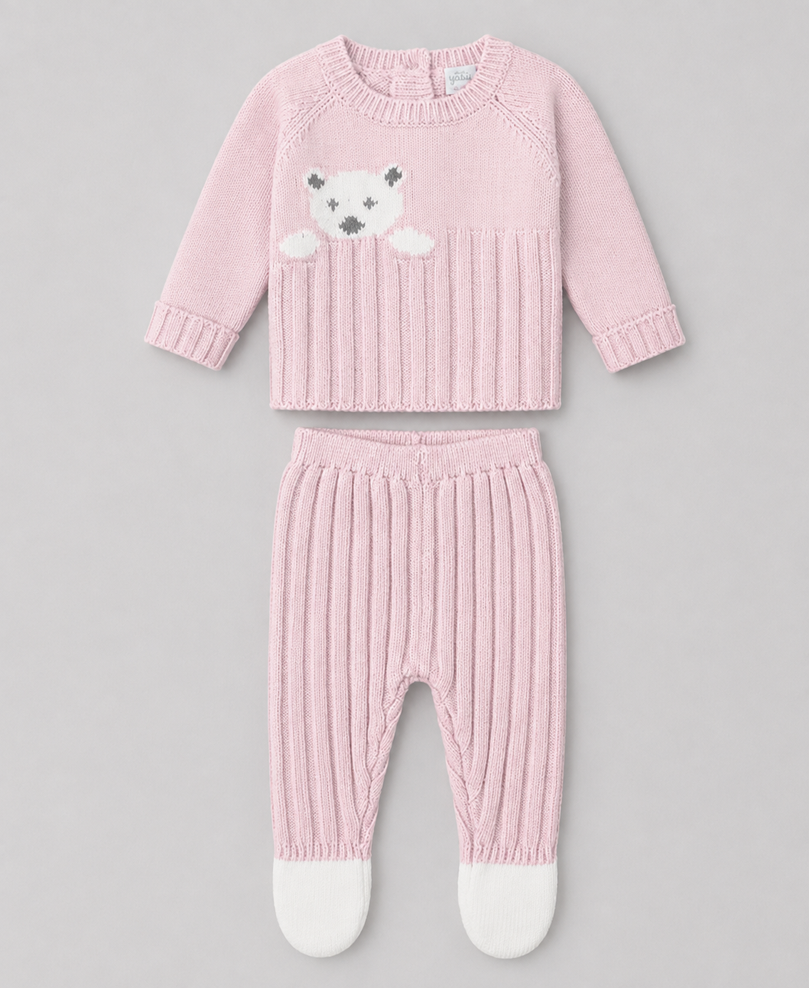 Conjunto de Punto Osito Rosa para Bebé