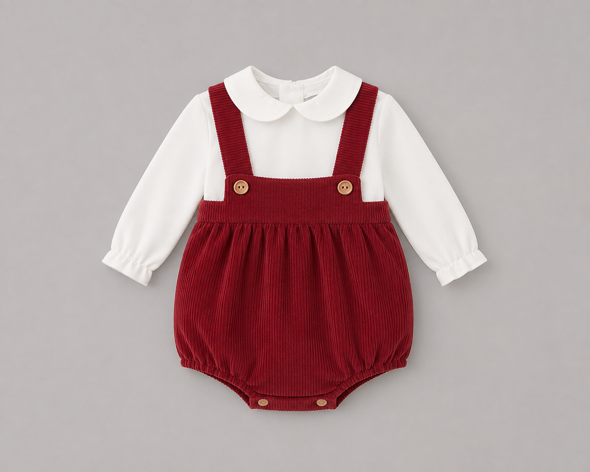 Conjunto Bebé Burdeos con Ranita y Camisa