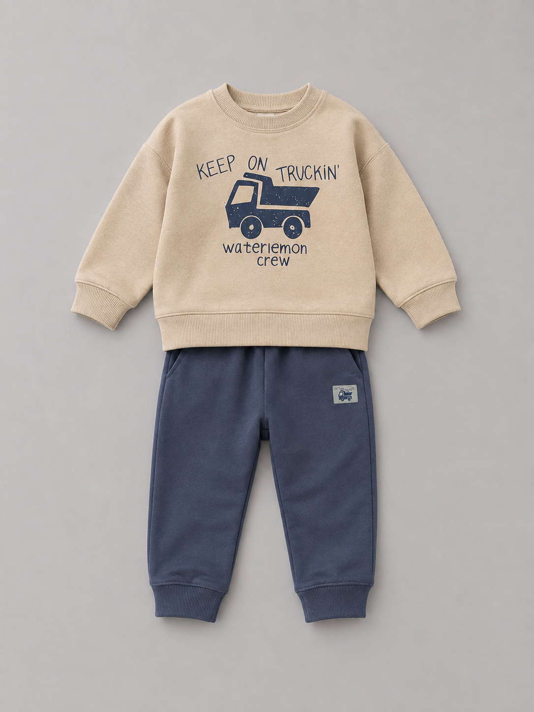Conjunto Infantil Camión Beige y Azul