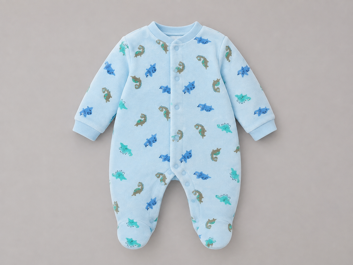 Pijama Bebé Dinosaurios Azul – Algodón Suave Invierno