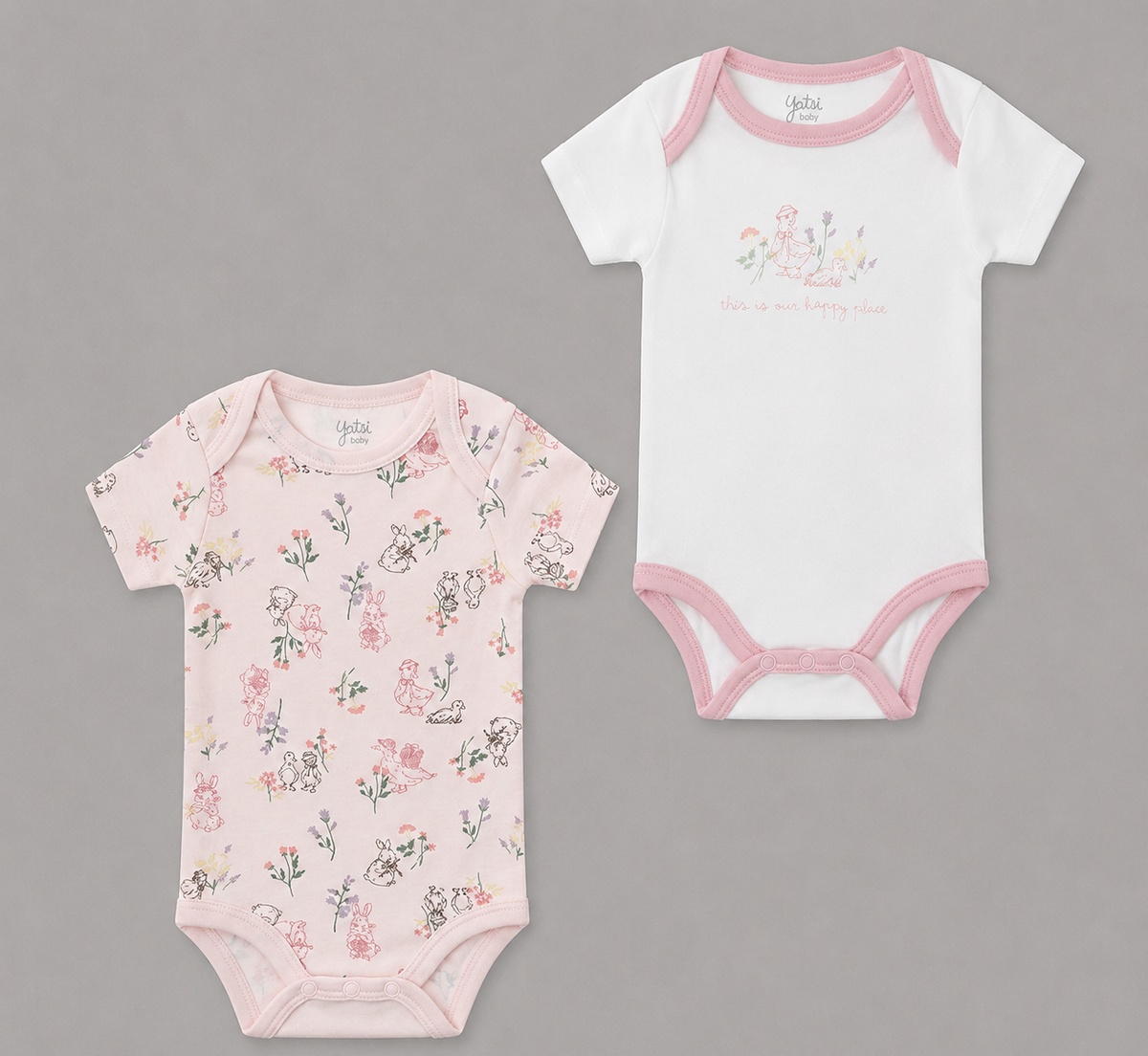 Pack 2 Bodies Bebé Rosa con Estampado Floral