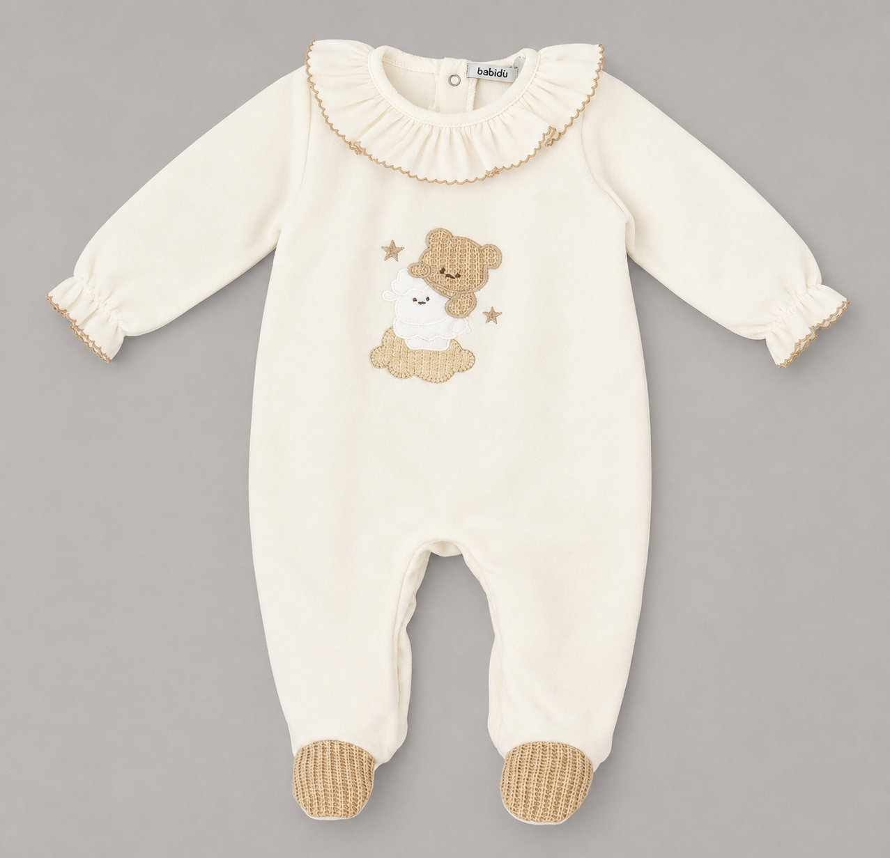 Pijama Bebé Crema con Osito