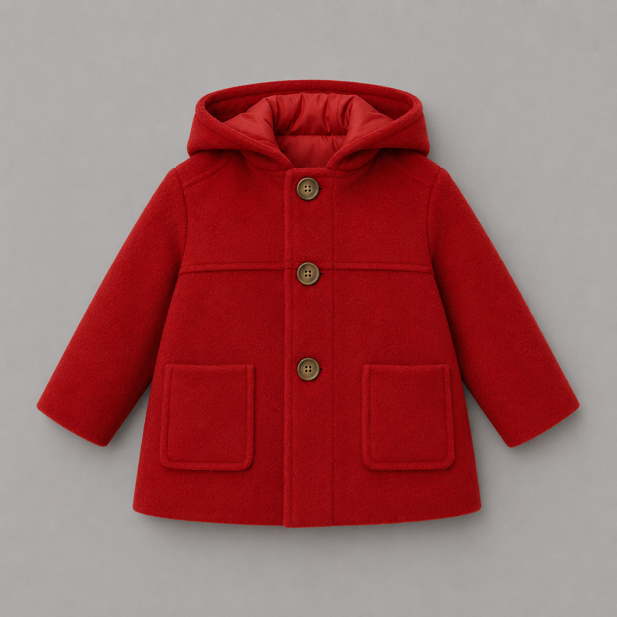 Abrigo de Paño Rojo con Capucha para Bebé