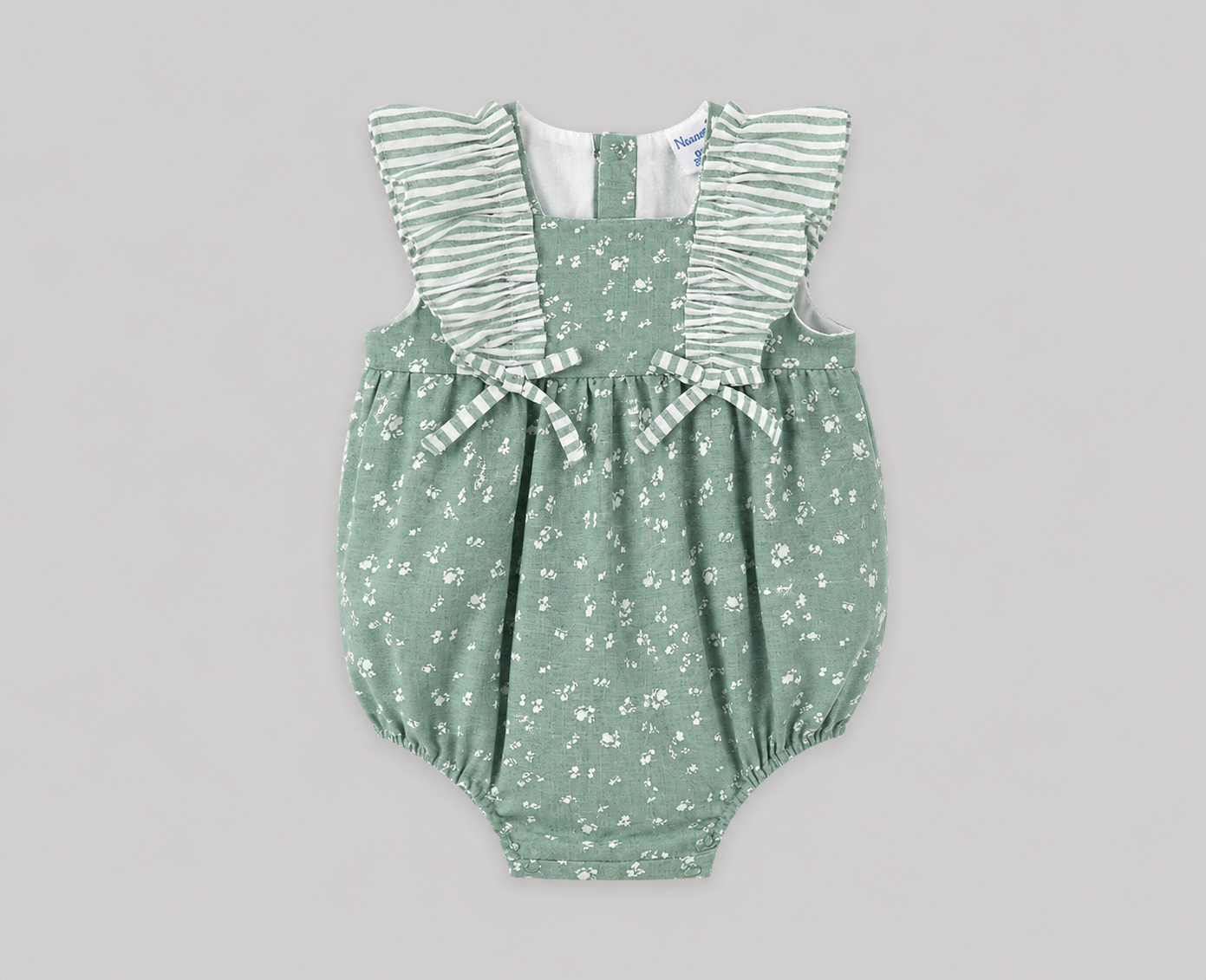 Ranita Bebé Floral Verde Agua con Volantes
