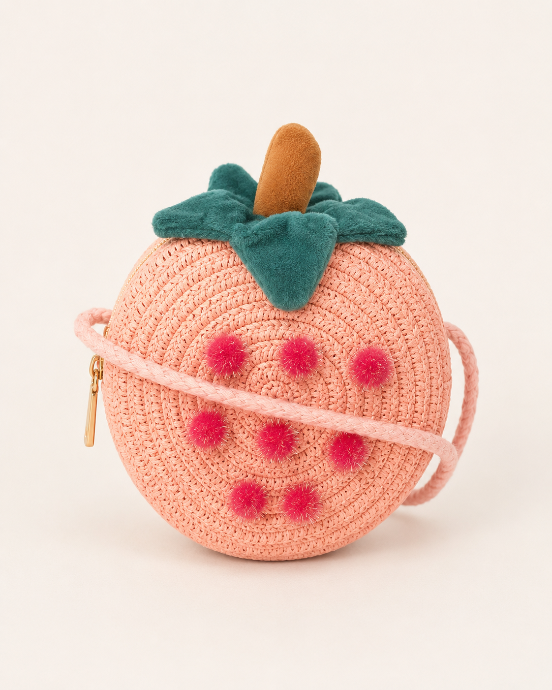 Bolso Infantil Fresa Rosa de Rafia