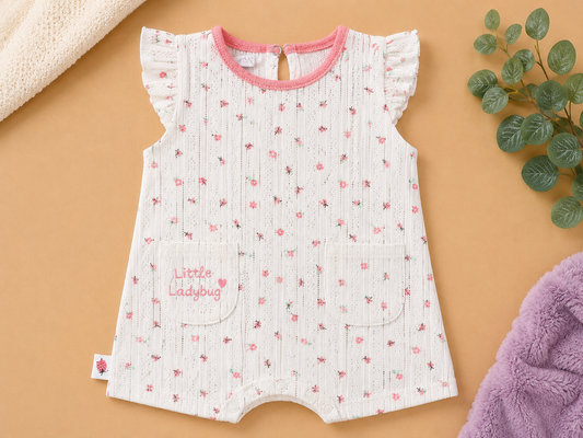 Pelele Verano Bebé “Little Ladybug” Floral Rosa