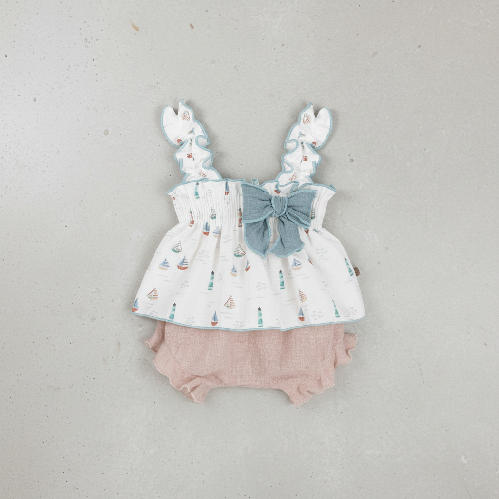Conjunto con Lazo y Braguita para Bebé Niña