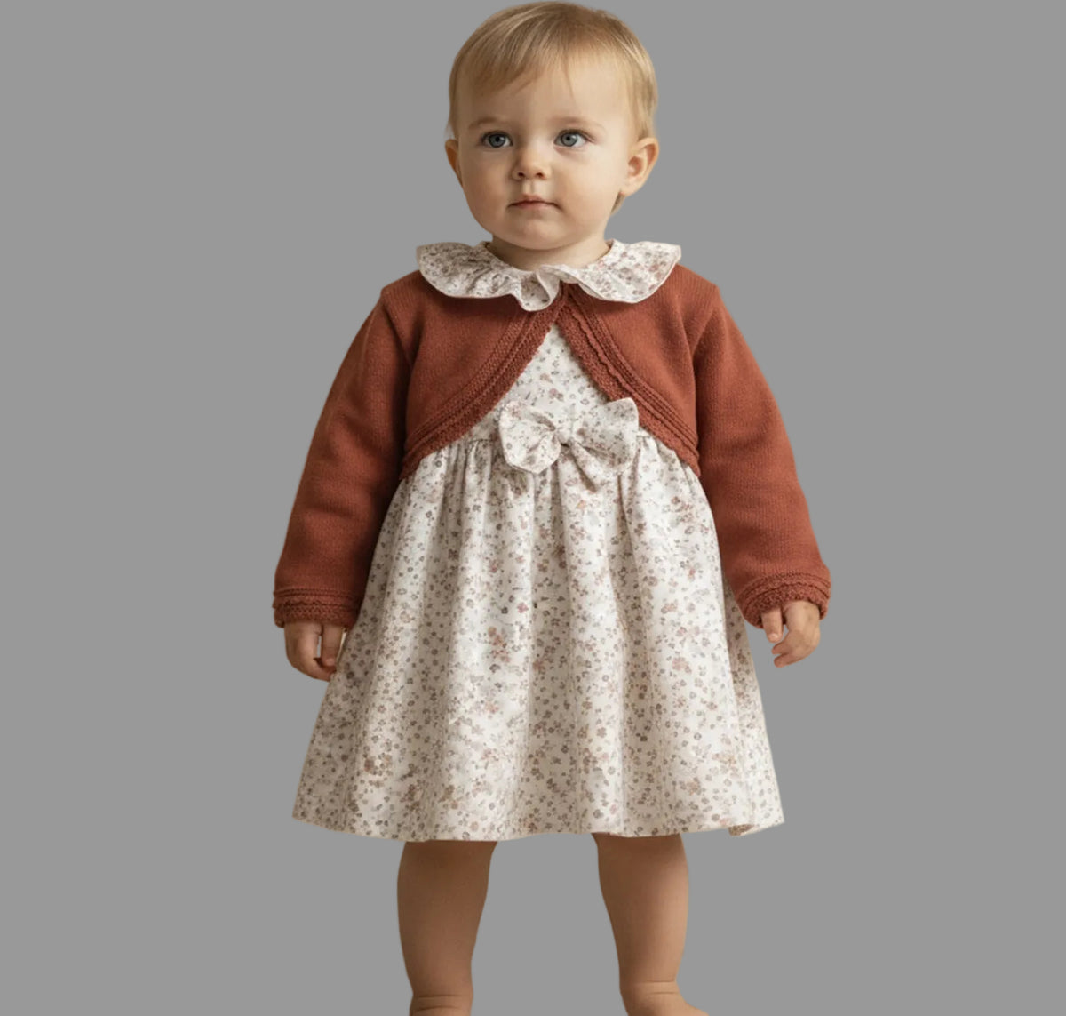 Vestido Floral con Chaqueta Teja BABY FERR