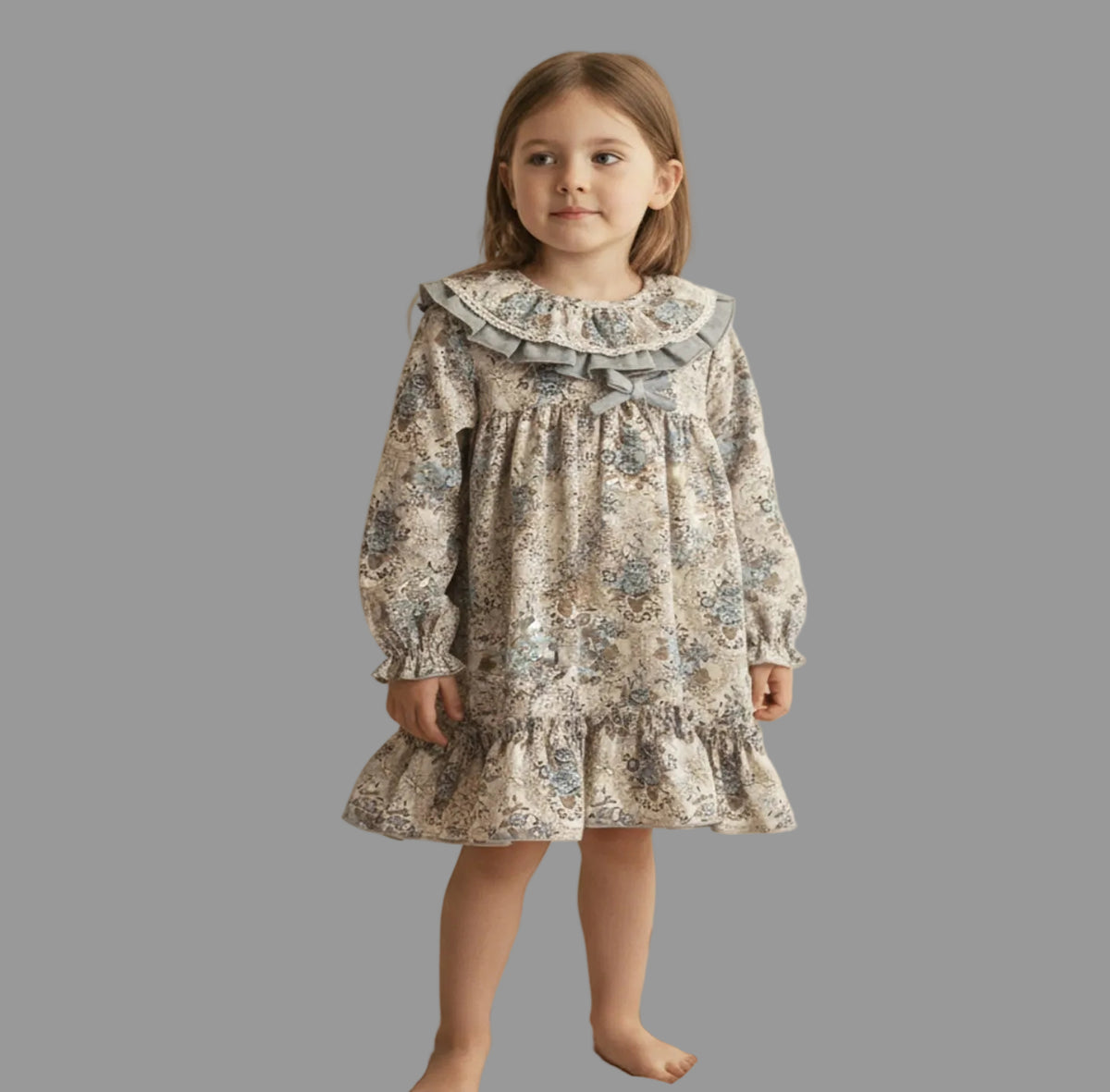 Vestido Estampado Victoriano con Cuello de Volante BABY FERR