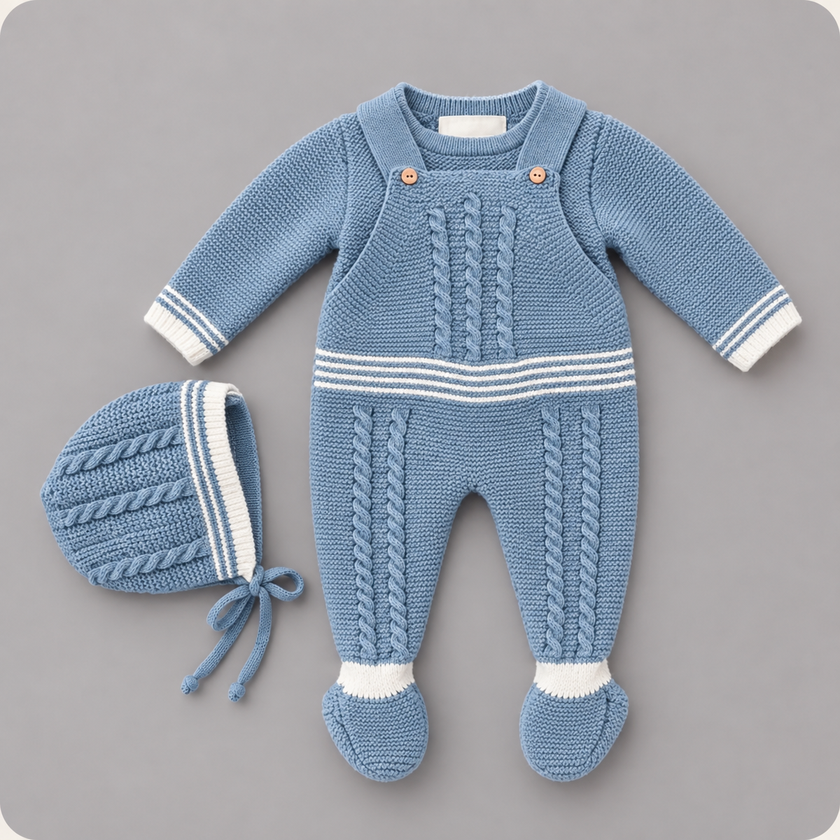 Conjunto de Punto Bebé con Polaina MyBabyChic - Azul