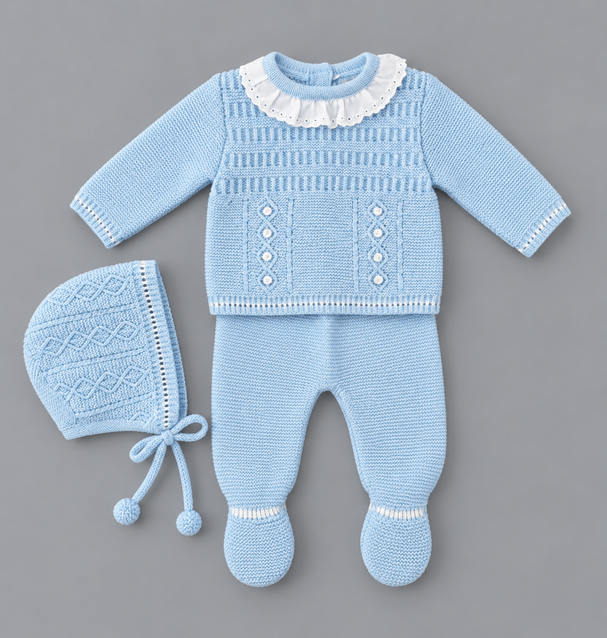 Conjunto de Punto Bebé GLORY BEBÉ - Azul Celeste