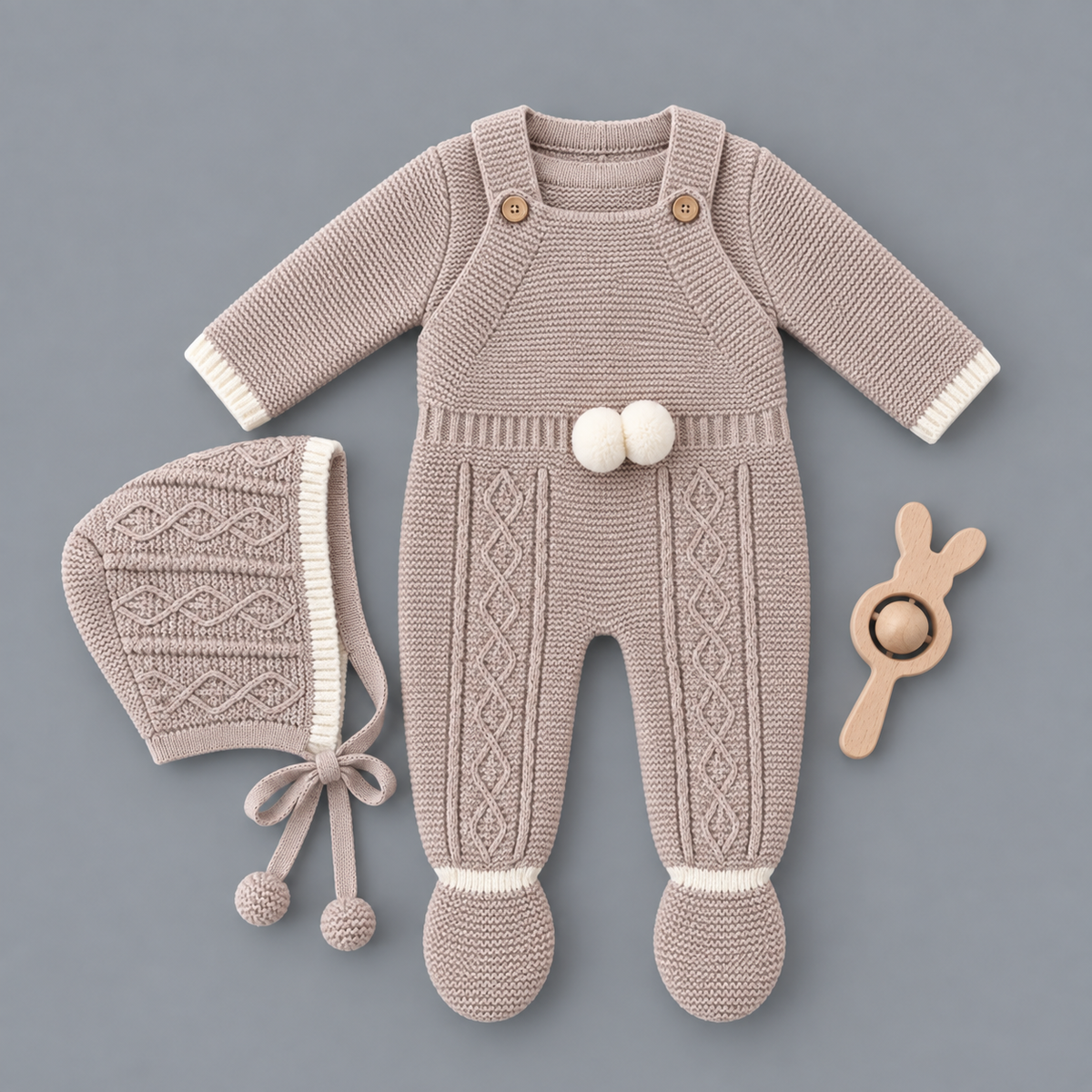 Conjunto Bebé de Punto con Peto GLORY BEBÉ - Tierra