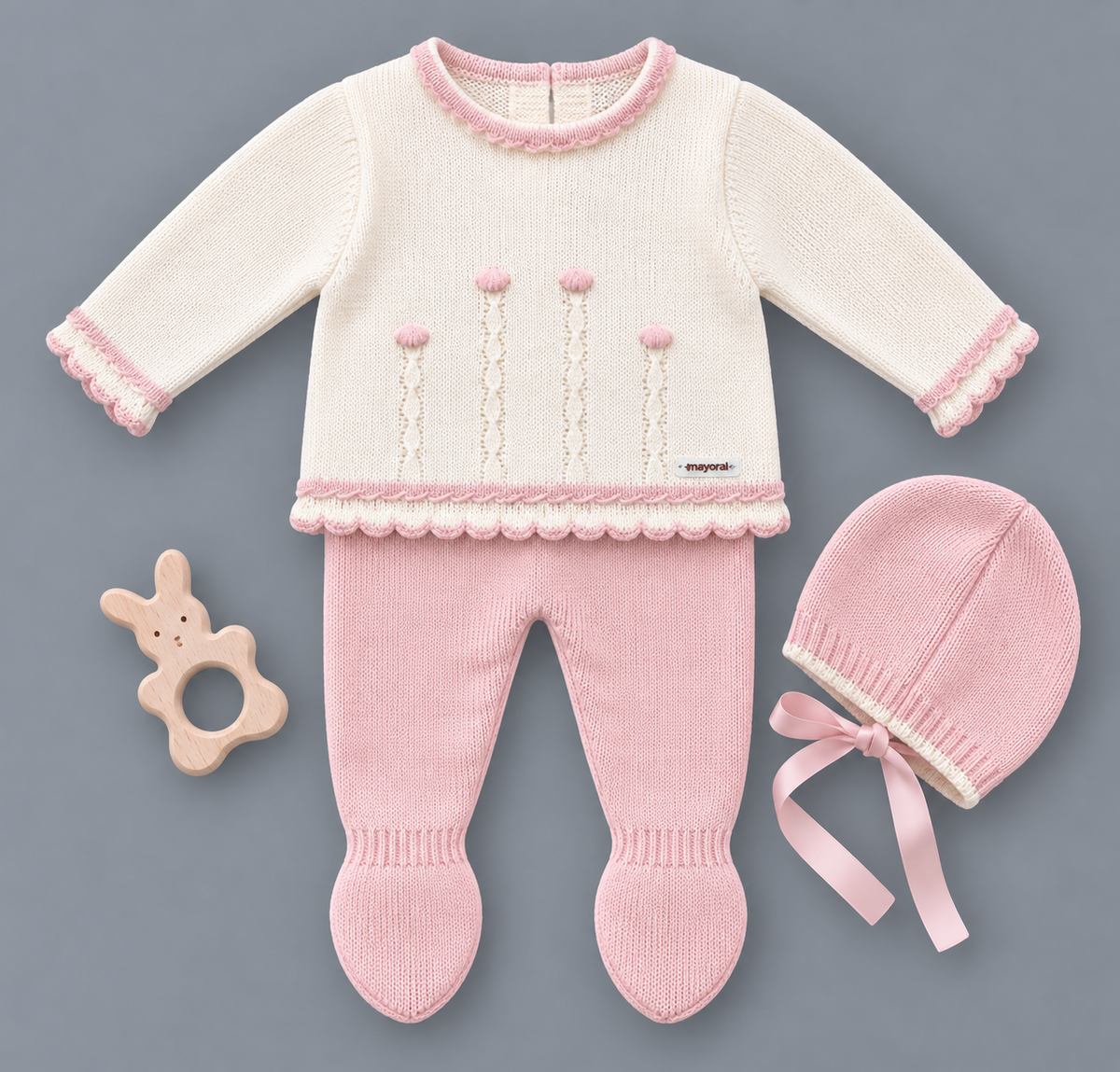 Conjunto de Punto Bebé DON ALGODÓN - Rosa