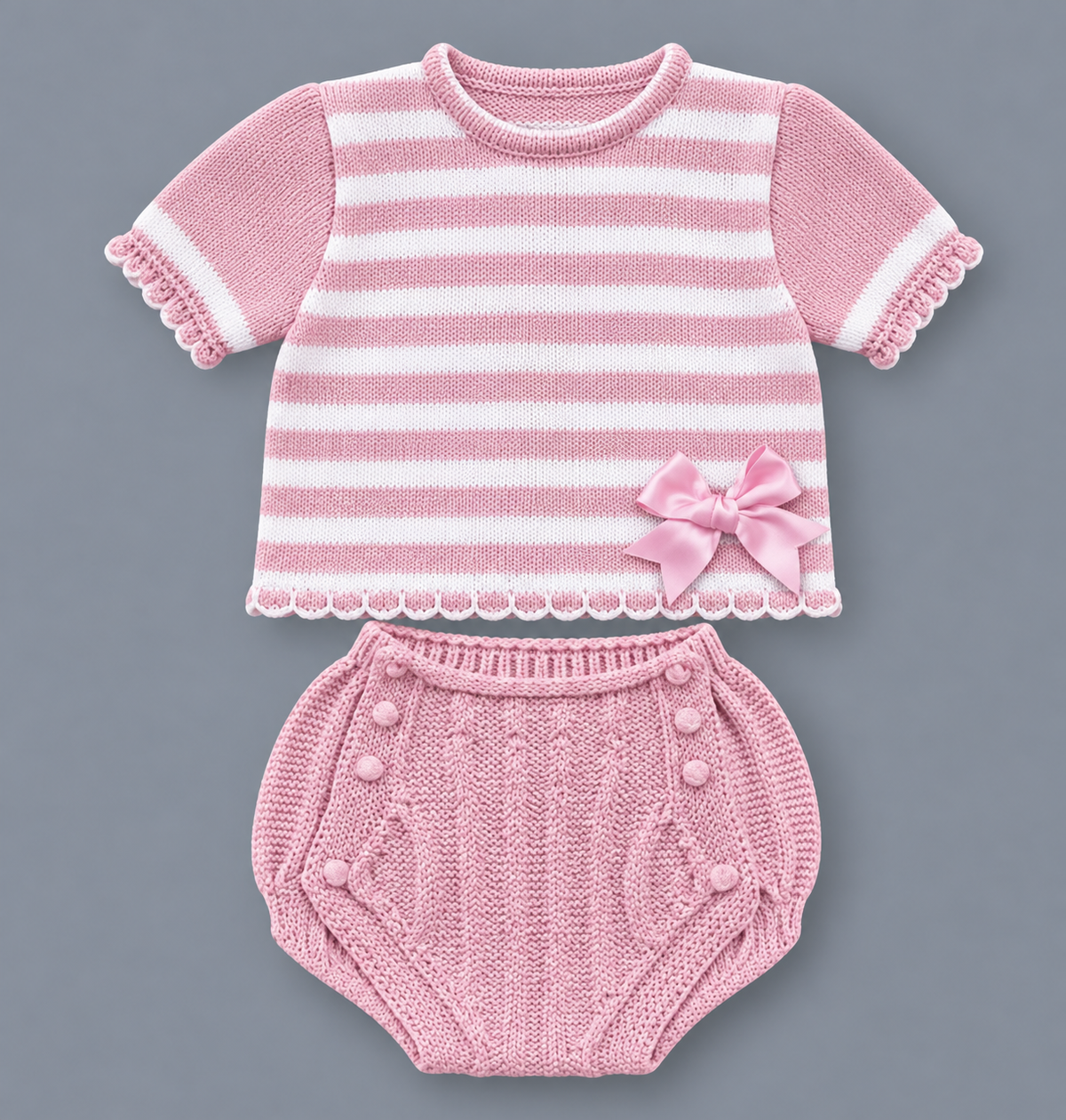 Conjunto Bebé de Punto LA CASITA - Rosa