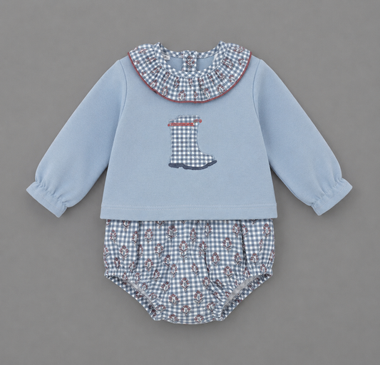 Conjunto Bebé Azul con Cuadros – Algodón Clásico