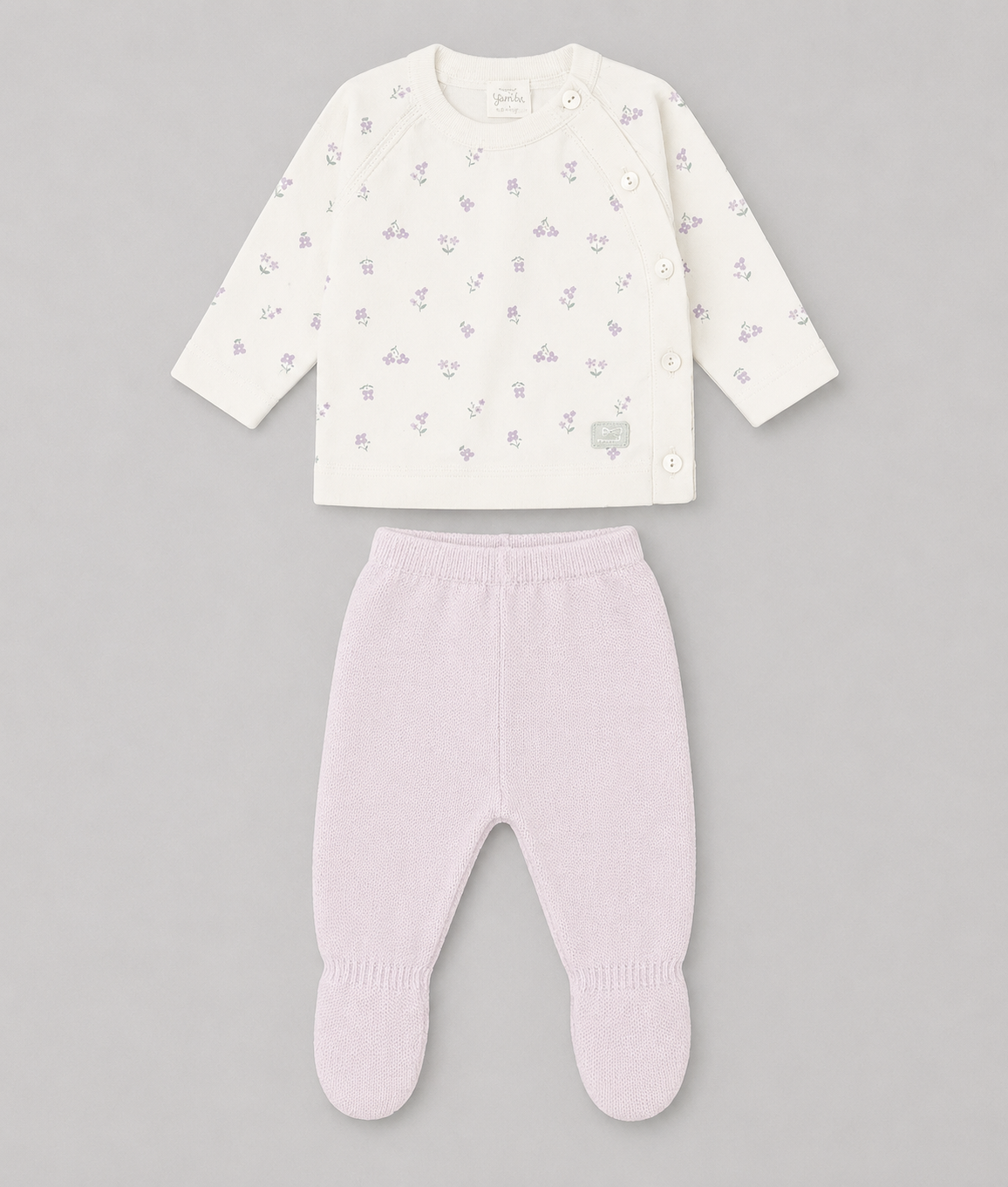 Conjunto de Punto Flores Lila para Bebé