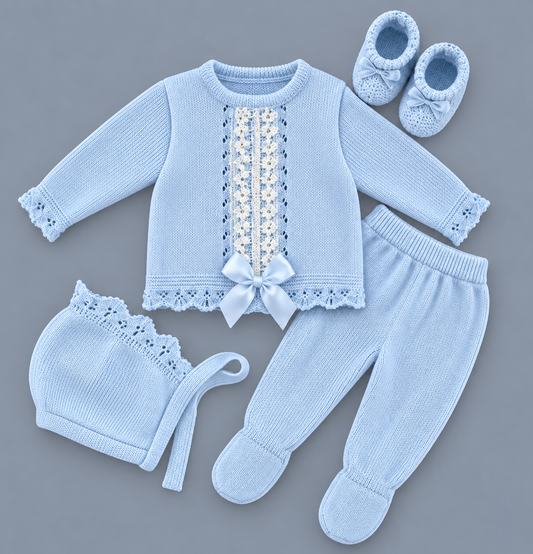 Conjunto de Punto con Capota y Patucos LA CASITA DE PEPITO