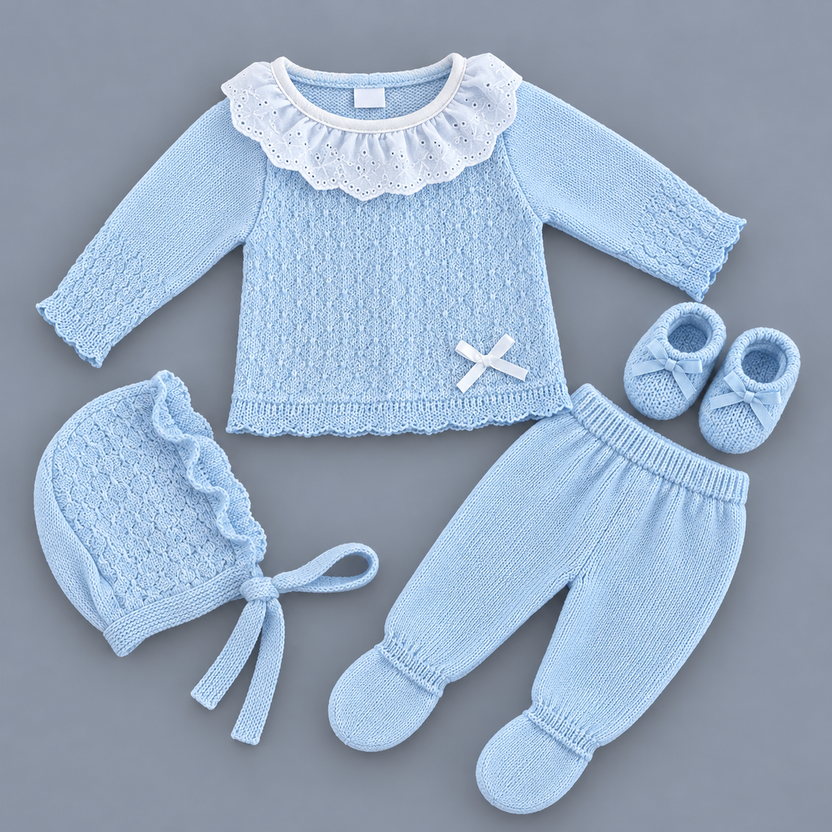 Conjunto de Punto con Cuello de Volante MYBABYCHIC