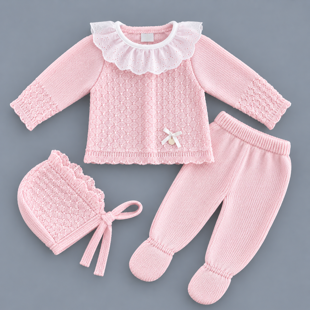 Conjunto de Punto con Cuello de Volante MYBABYCHIC