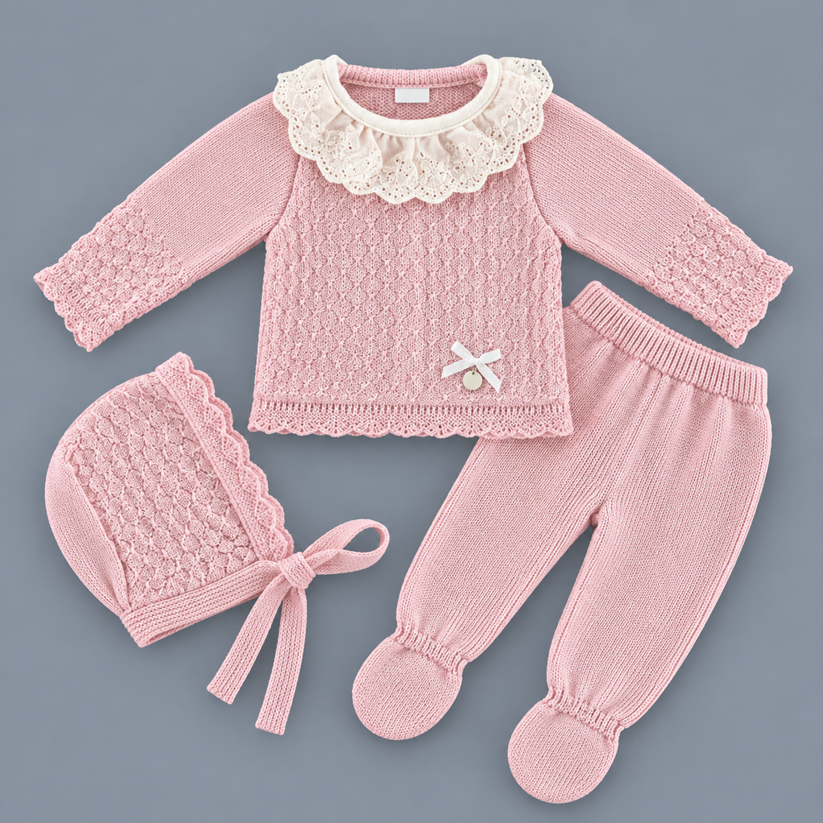 Conjunto de Punto con Cuello de Volante MYBABYCHIC