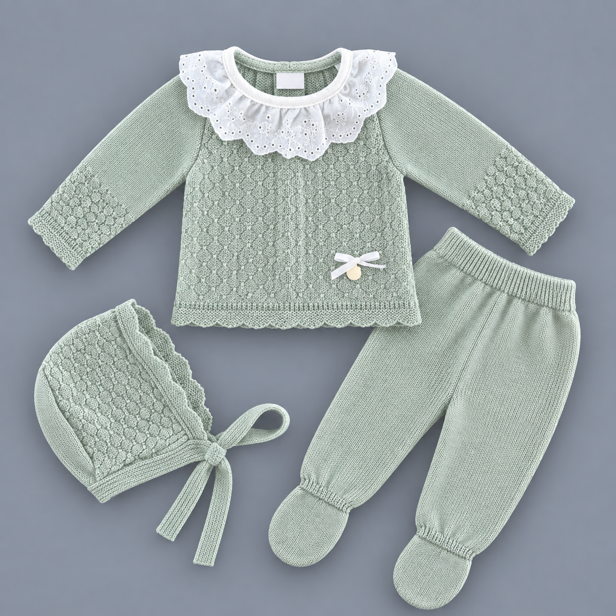 Conjunto de Punto con Cuello de Volante MYBABYCHIC
