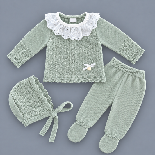 Conjunto de Punto con Cuello de Volante MYBABYCHIC