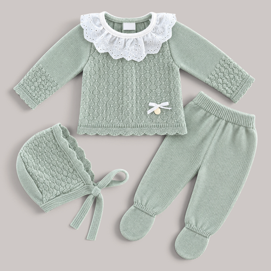 Conjunto de Punto con Cuello de Volante MYBABYCHIC