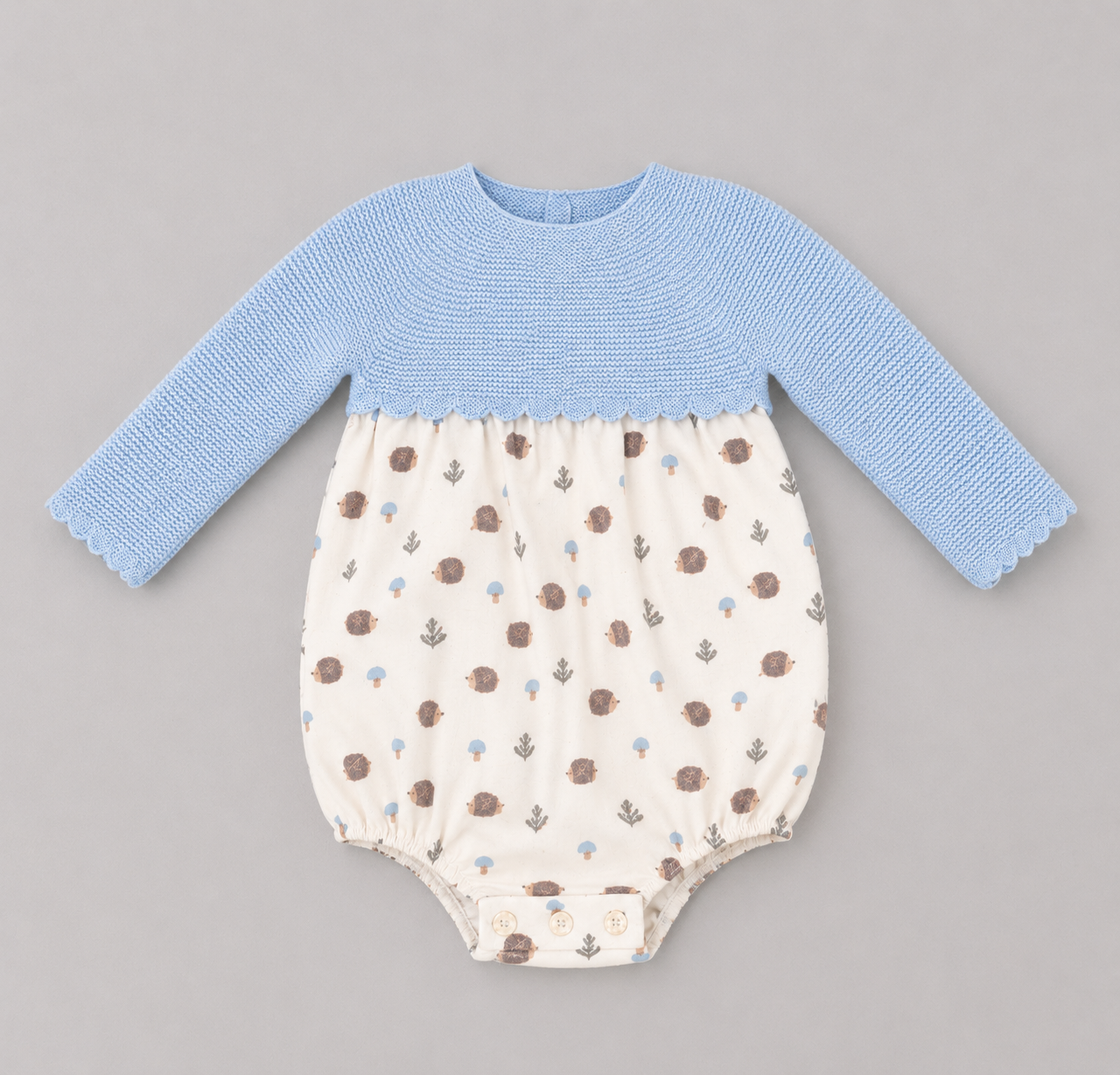 Pelele Bebé Azul con Estampado de Erizos