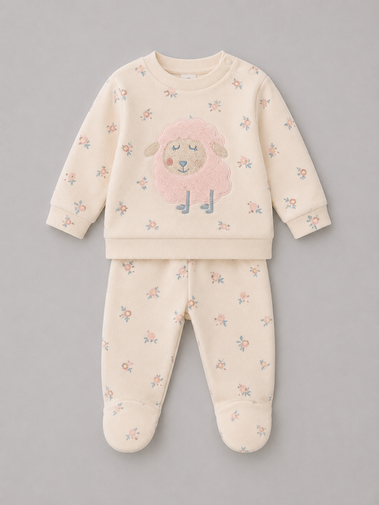 Conjunto Bebé Niña Ovejita Rosa – Algodón Suave
