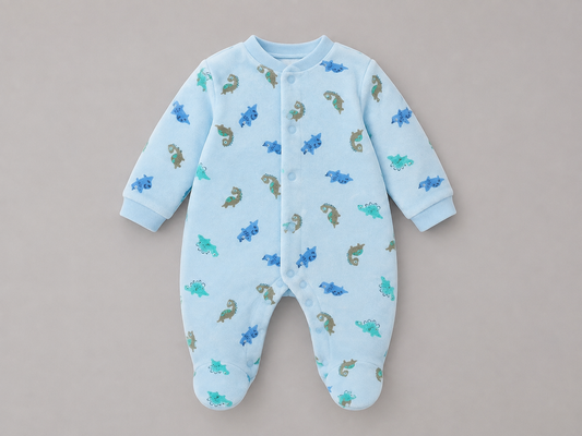 Pijama Bebé Dinosaurios Azul – Algodón Suave Invierno