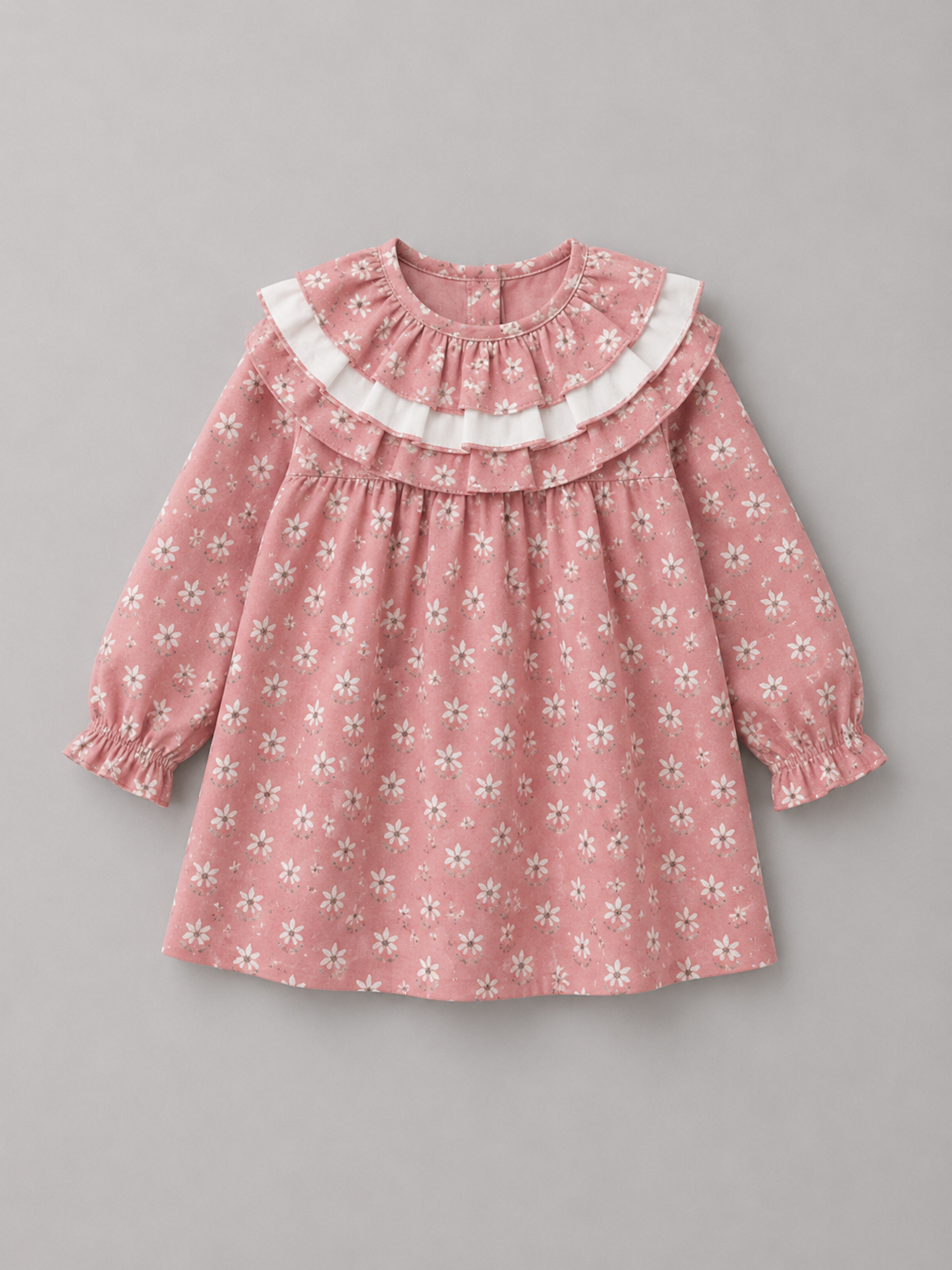 Vestido Rosa de Flores con Volantes