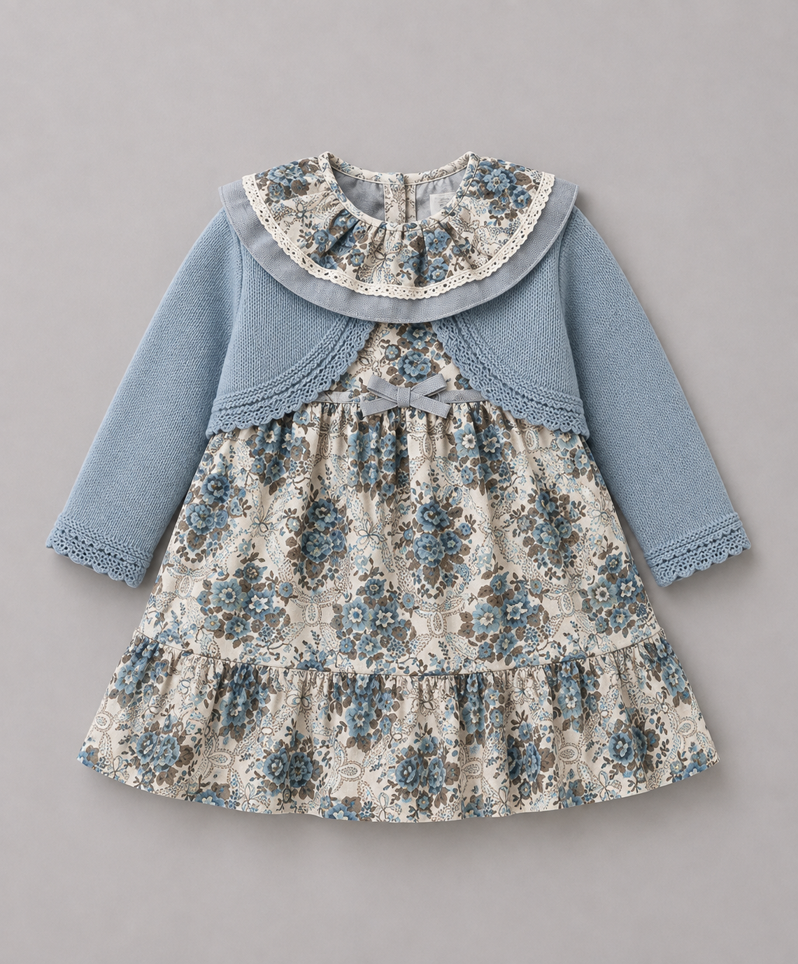 Vestido Bebé Floral Azul con Chaqueta