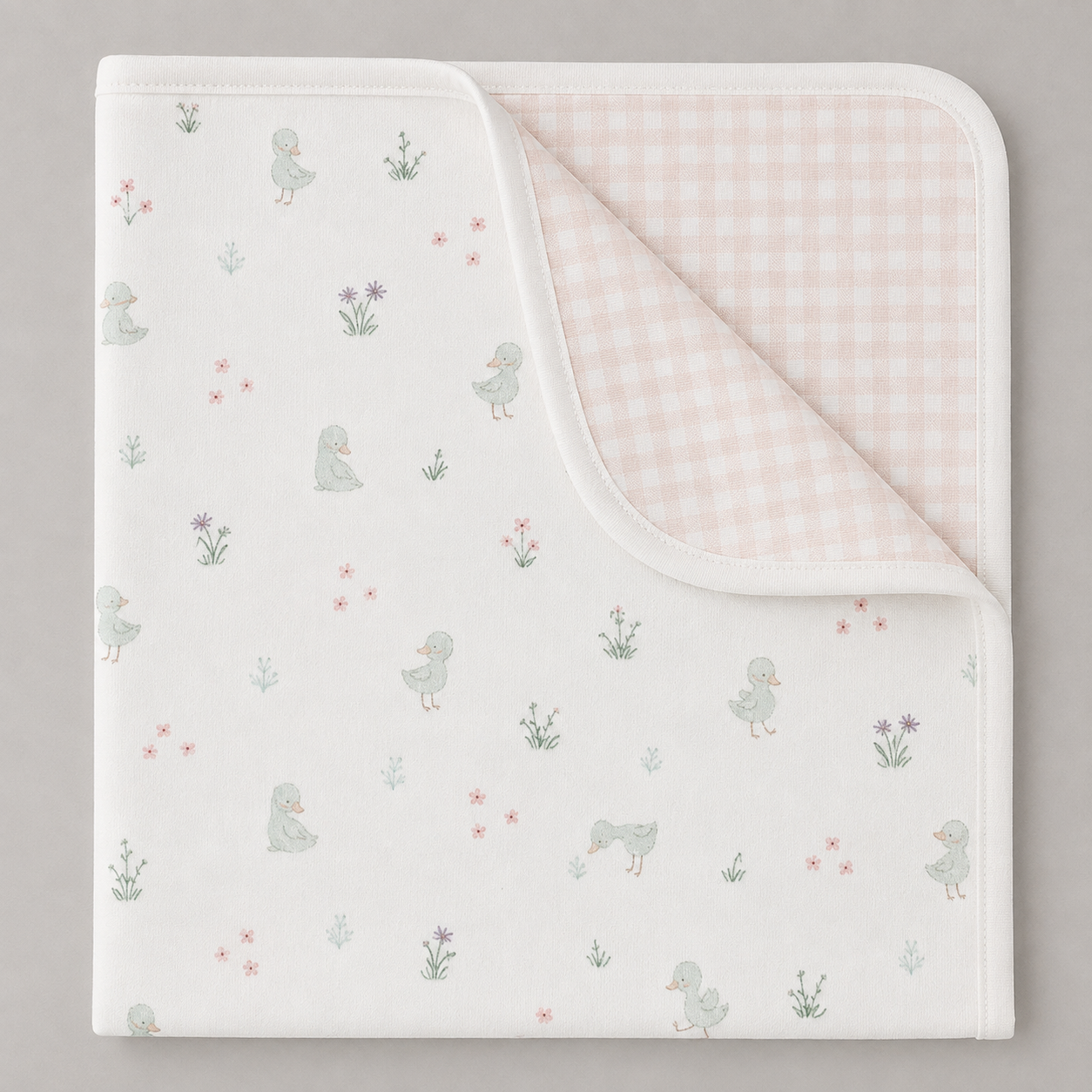 Manta Reversible Bebé Patitos Rosa – Suave y Cálida