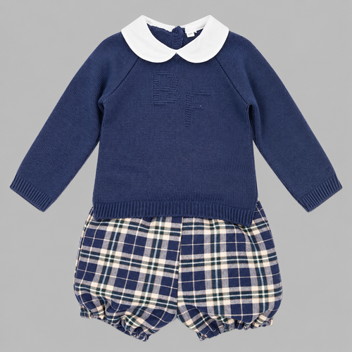 Conjunto de Punto Azul Marino con Cuadros Baby Ferrer