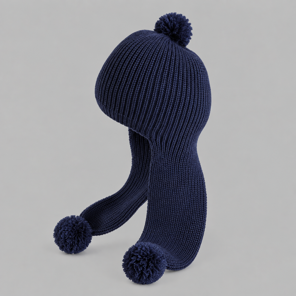 Gorro con Pompones Bebé Niño Azul Marino