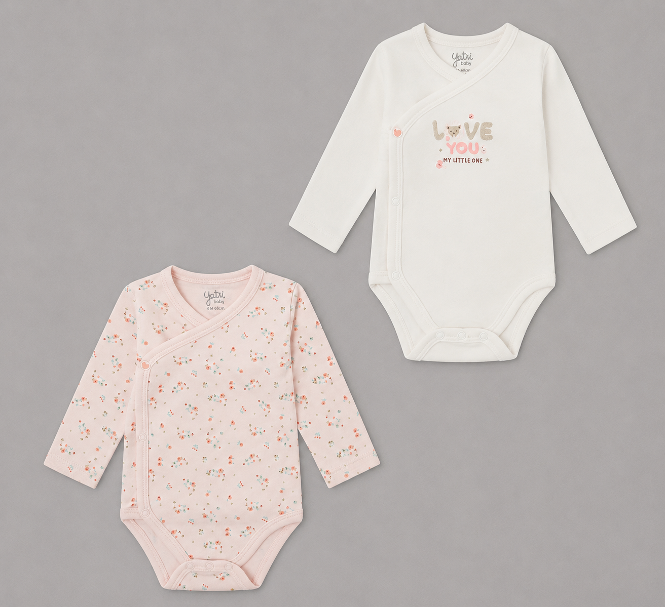 Pack 2 Bodies Cruzados Bebé Rosa y Blanco
