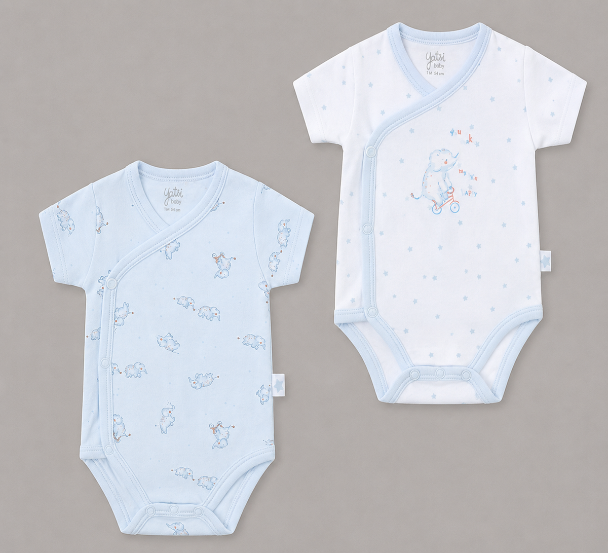 Pack 2 Bodies Bebé Azul con Elefantes