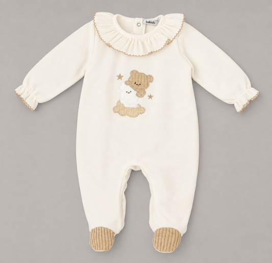 Pijama Bebé Crema con Osito