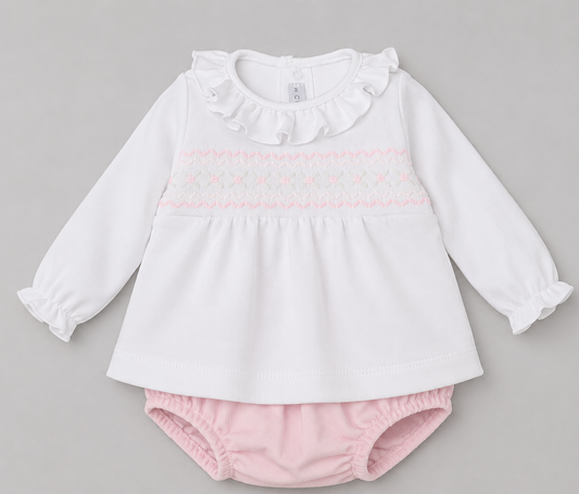 Conjunto Bebé Blanco y Rosa