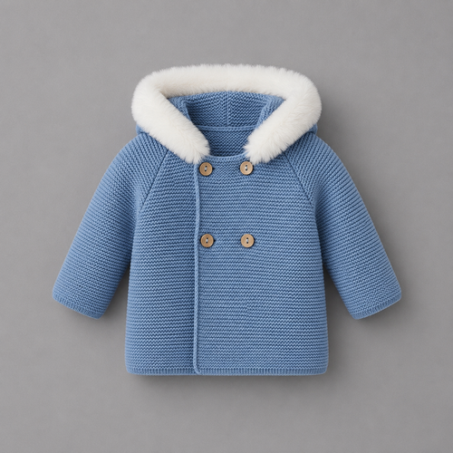 Abrigo de Punto con Capucha de Pelo BABY FASHION