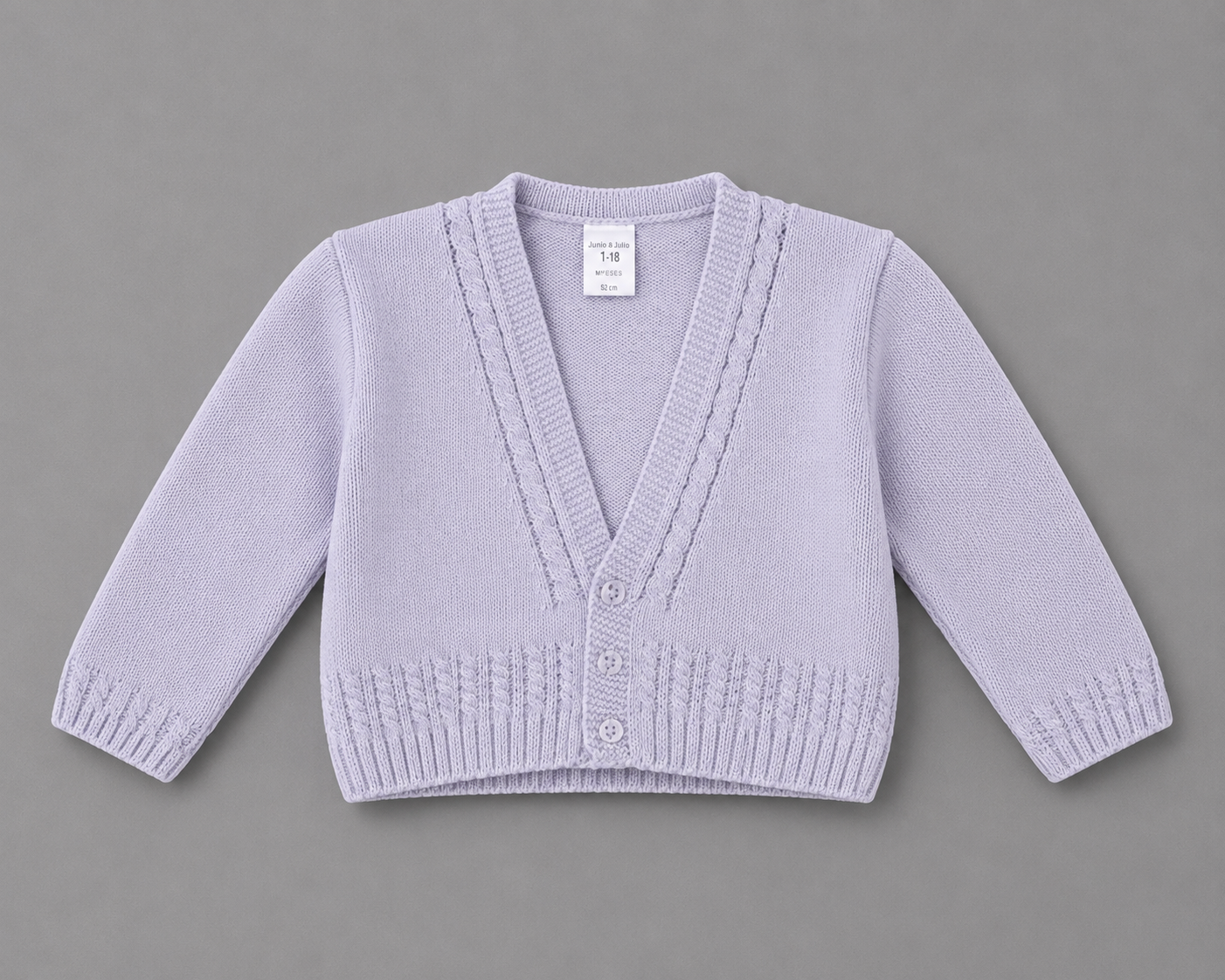 Chaqueta de Punto Gris con Cuello de Pico para Bebé