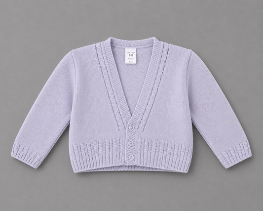 Chaqueta de Punto Gris con Cuello de Pico para Bebé