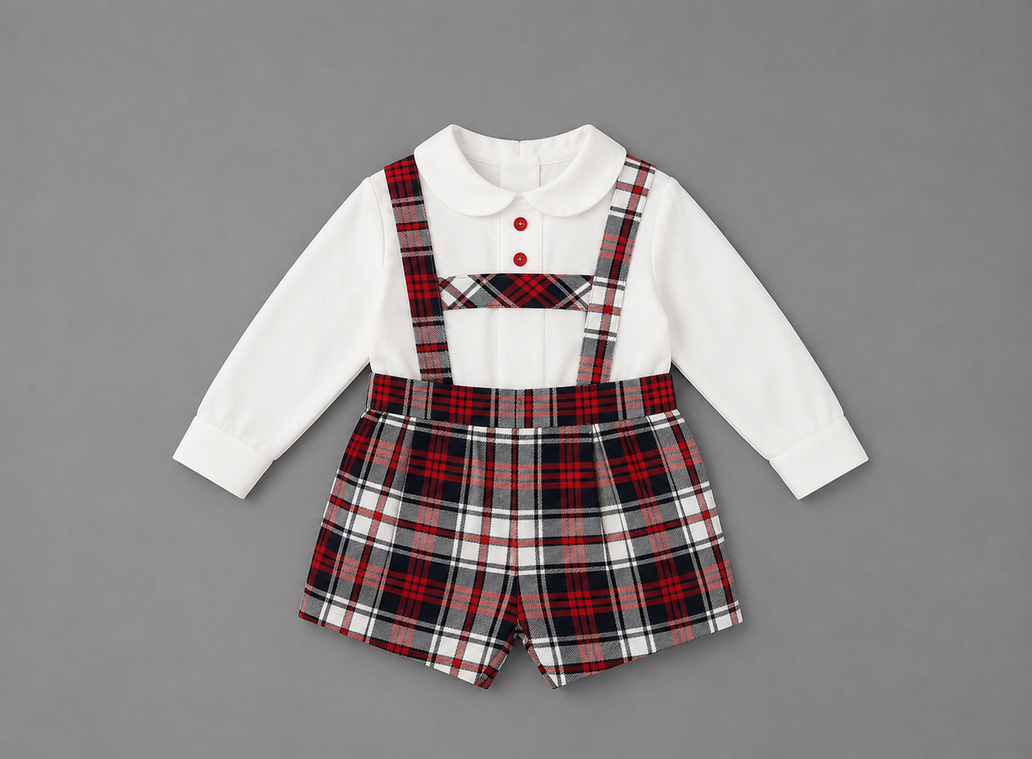 Conjunto Pinocho de Cuadros Rojo para Niño