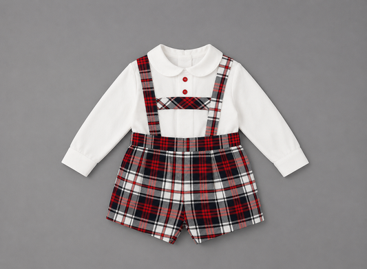 Conjunto Pinocho de Cuadros Rojo para Niño