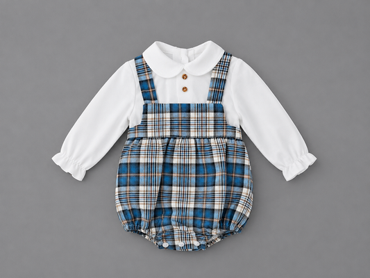 Conjunto Ranita de Cuadros Azul para Bebé