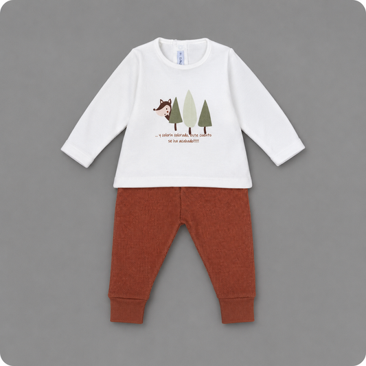 Conjunto Bebé Zorrito con Pantalón Punto Teja