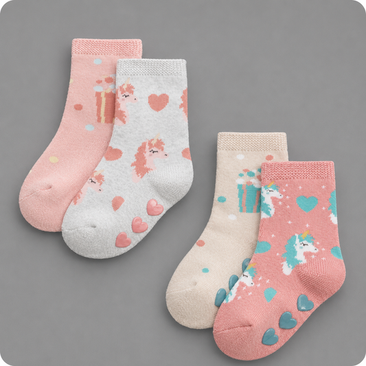 Pack de Calcetines Antideslizantes con Unicornios para Bebé