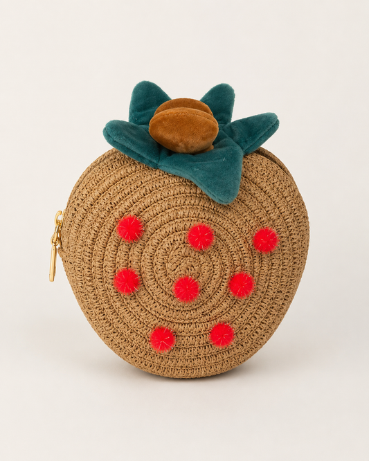 Bolso Infantil de Rafia Fresa